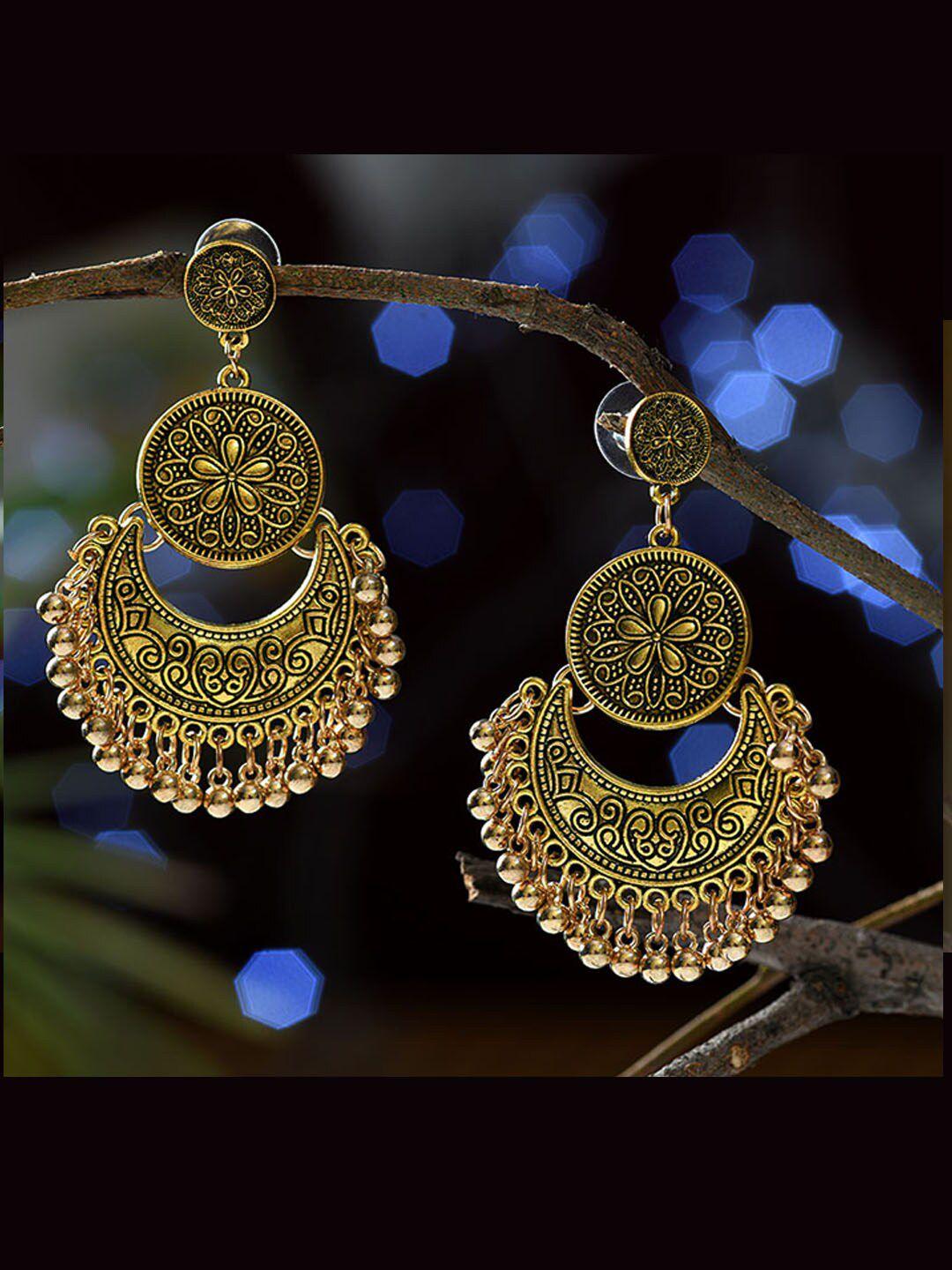 mizorri gold-plated contemporary chandbalis earrings