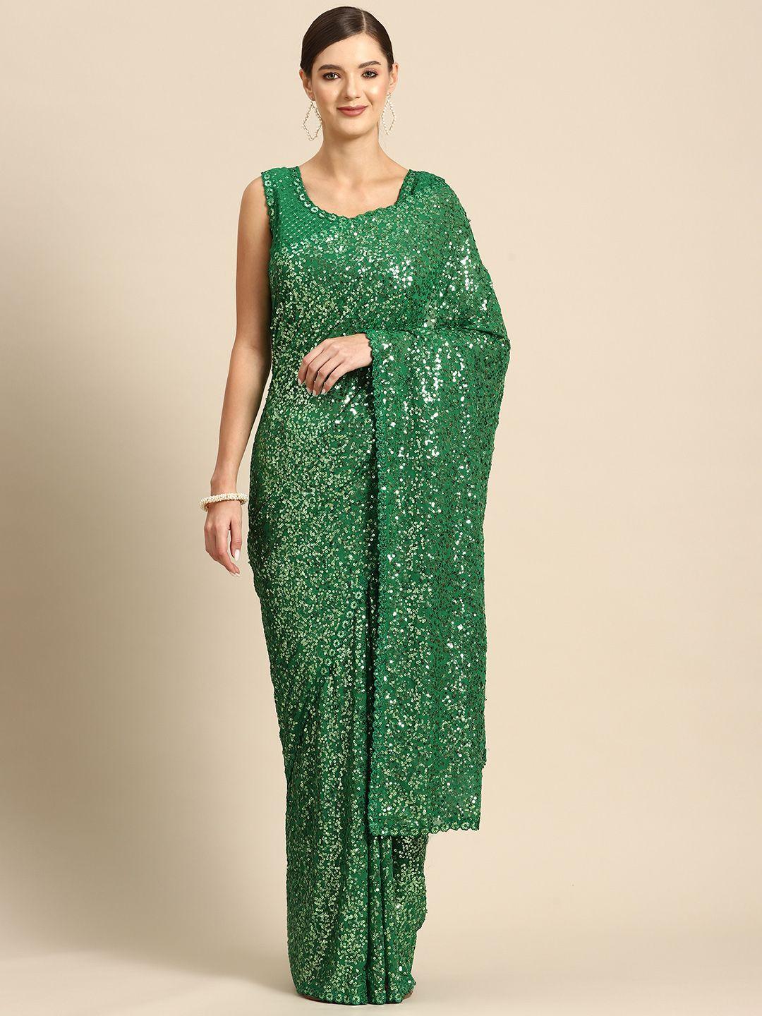 mizzific embellished sequinned georgette saree