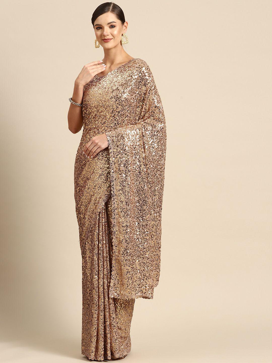 mizzific embellished sequinned georgette saree