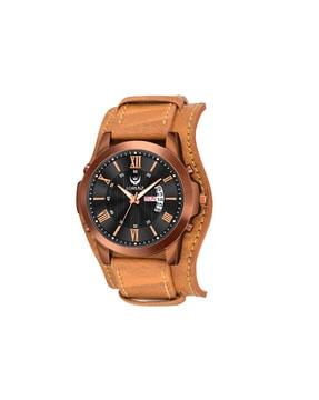 mk-4030r analogue watch with leather strap