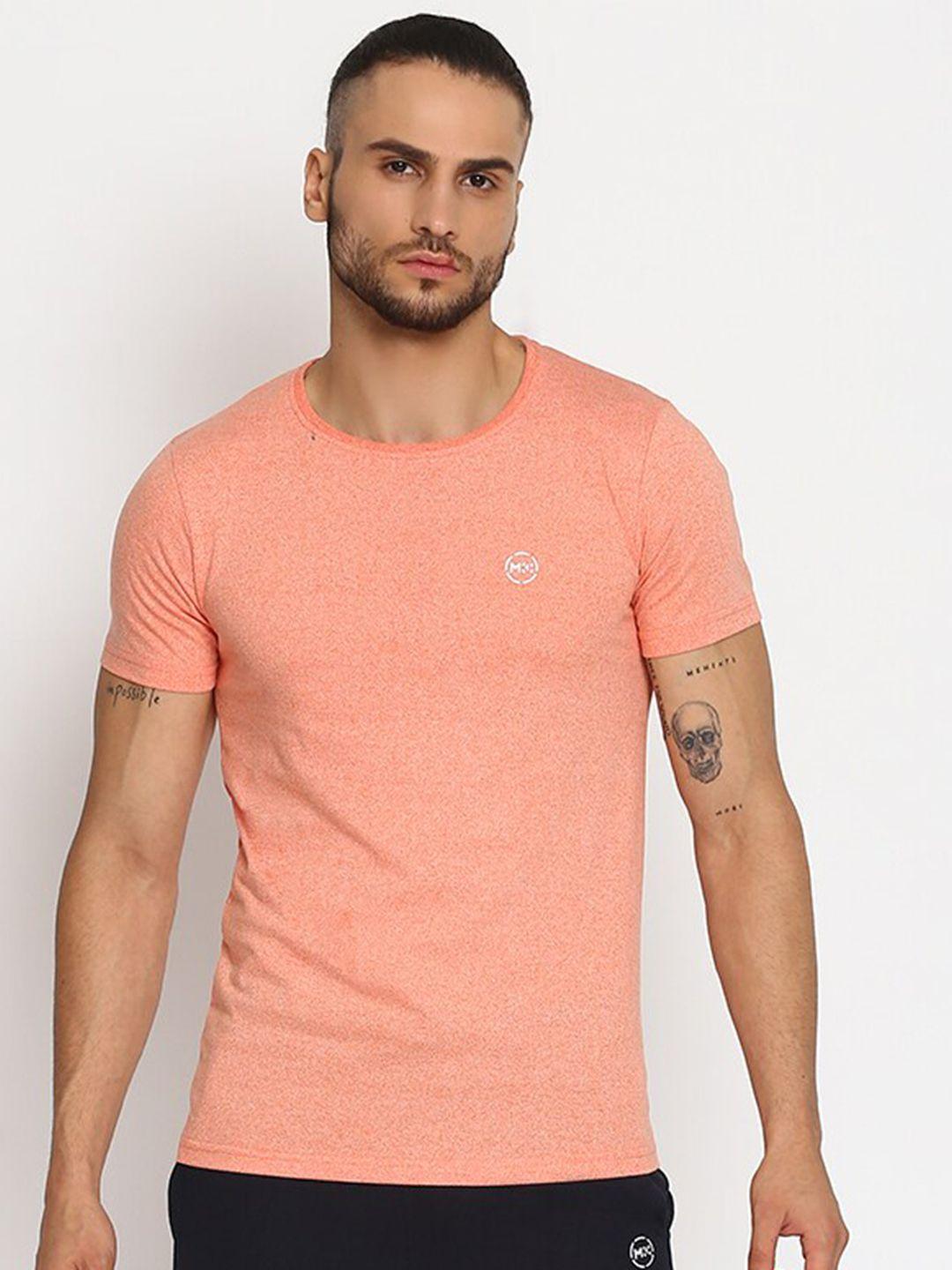 mkh men peach-coloured pockets t-shirt