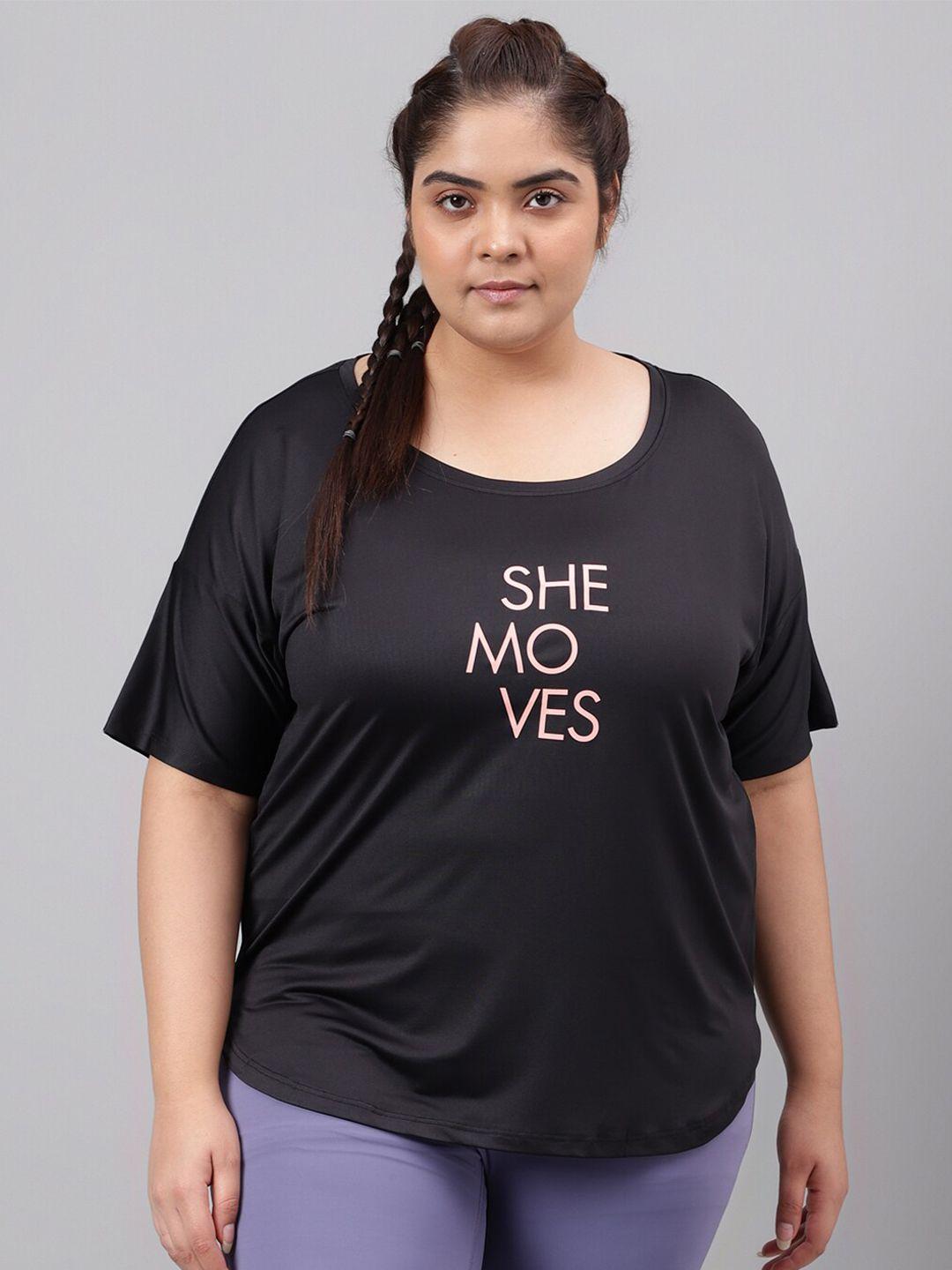 mkh plus size dri-fit typography printed round neck relaxed fit t-shirt