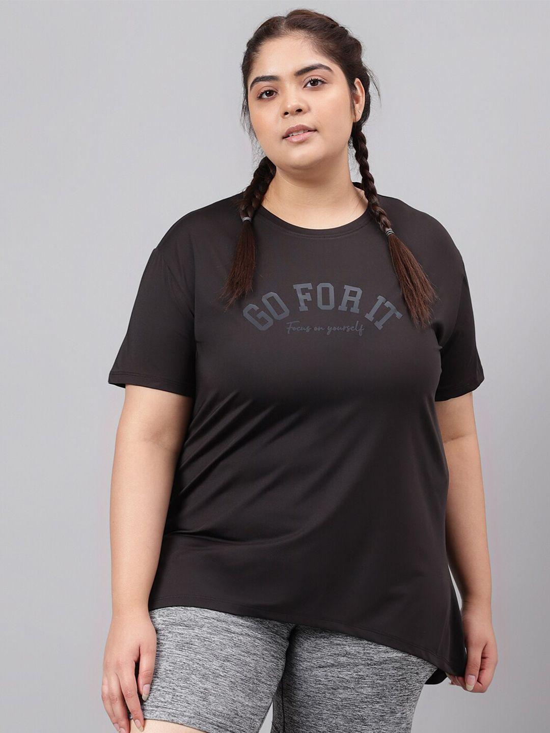 mkh plus size typography printed drop-shoulder sleeves relaxed dri-fit t-shirt