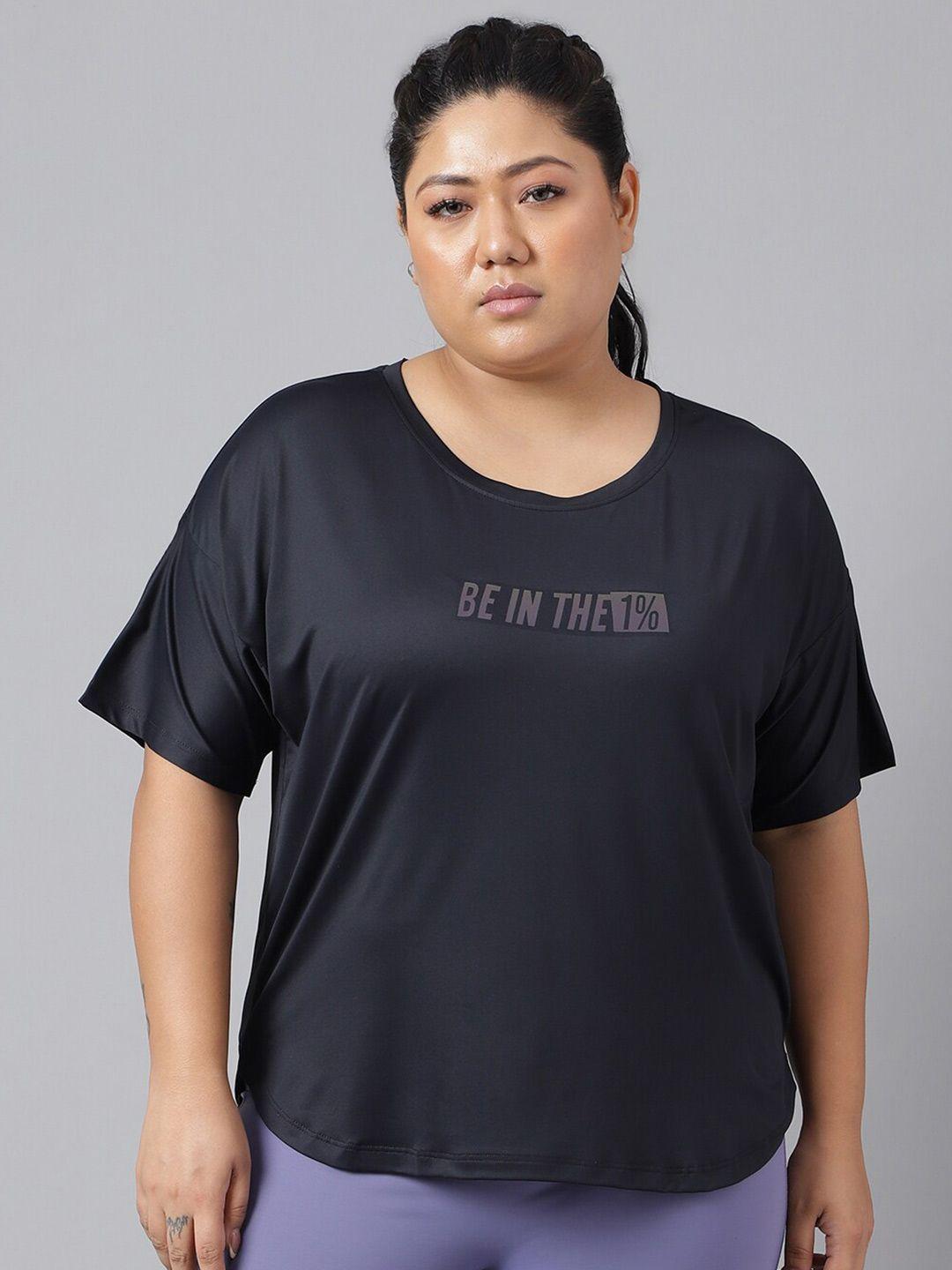 mkh plus size typography printed drop-shoulder sleeves relaxed dri-fit t-shirt