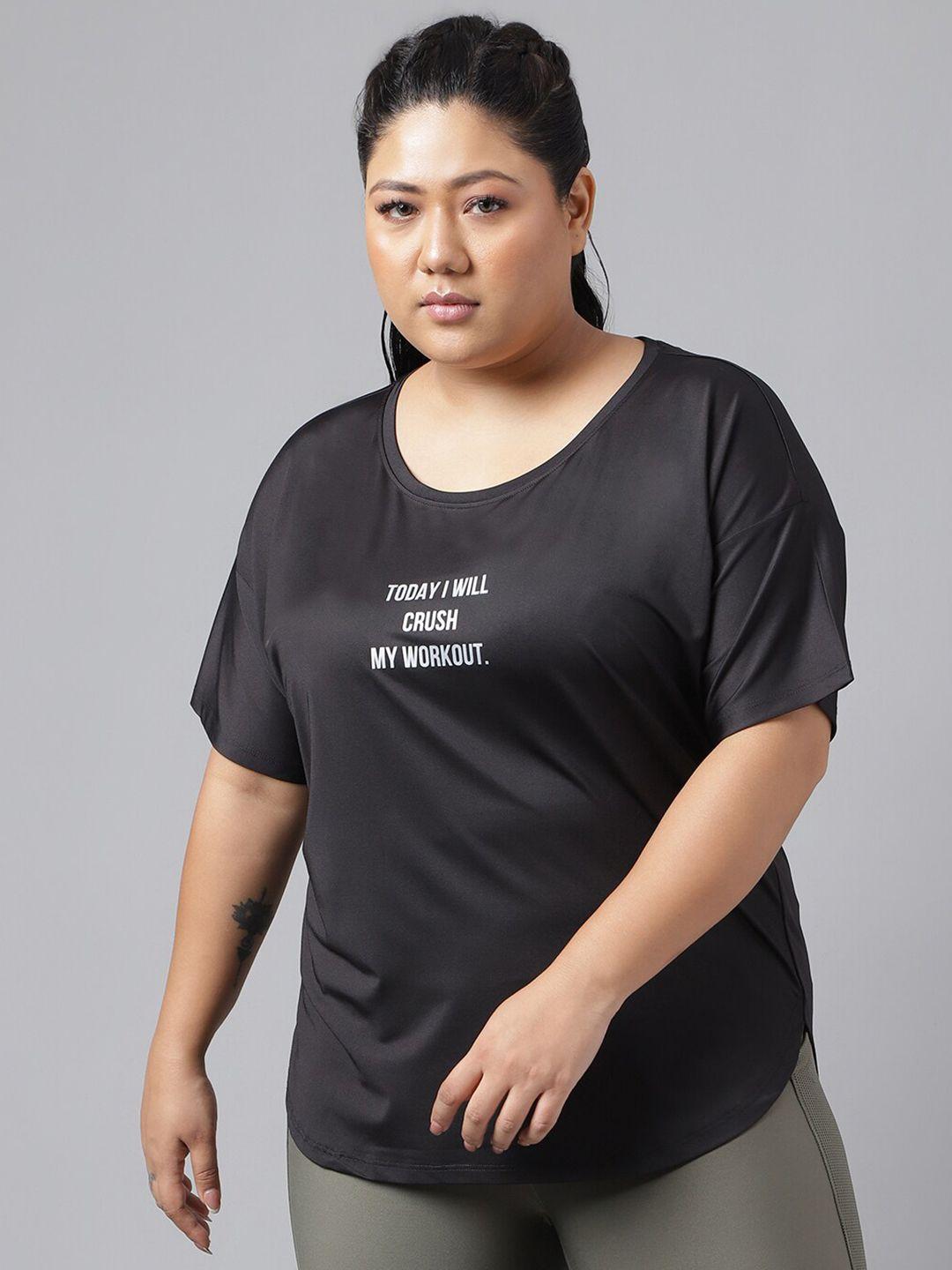 mkh plus size typography printed relaxed fit dri-fit sports t-shirt