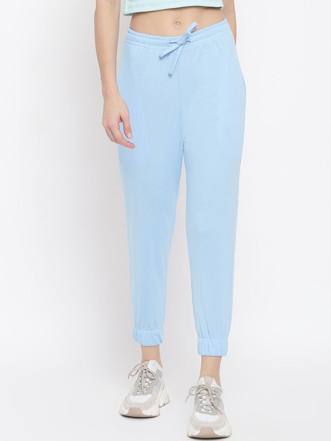 mkh women blue regular fit solid jogger