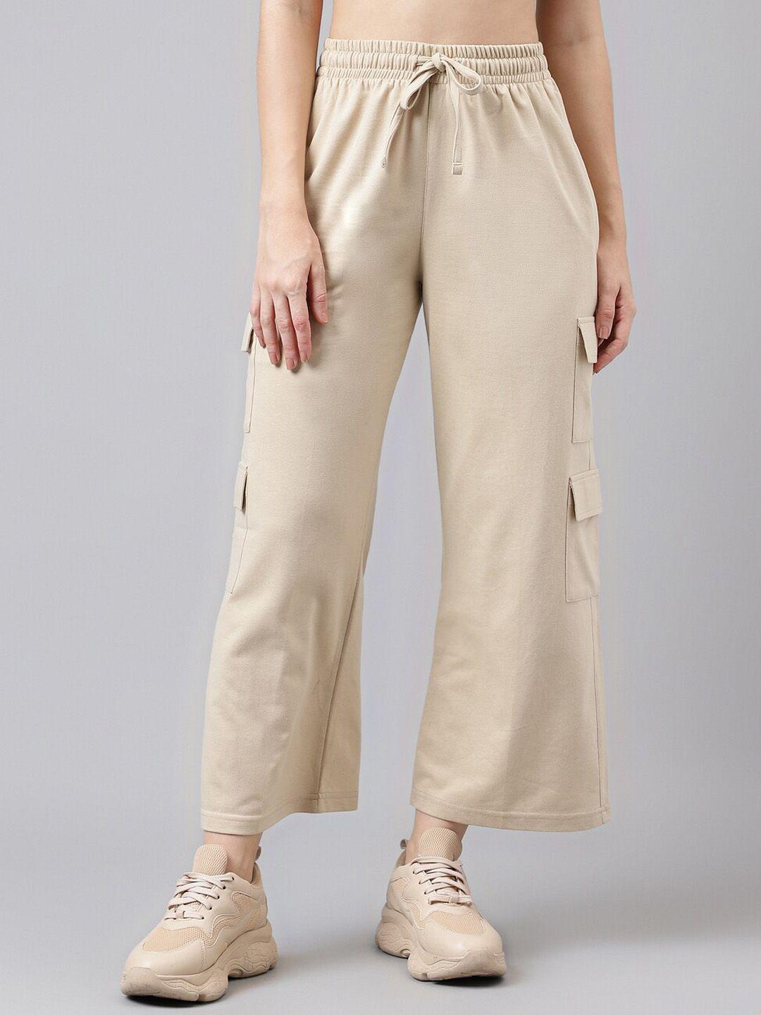 mkh women mid rise relaxed-fit cargo track pants