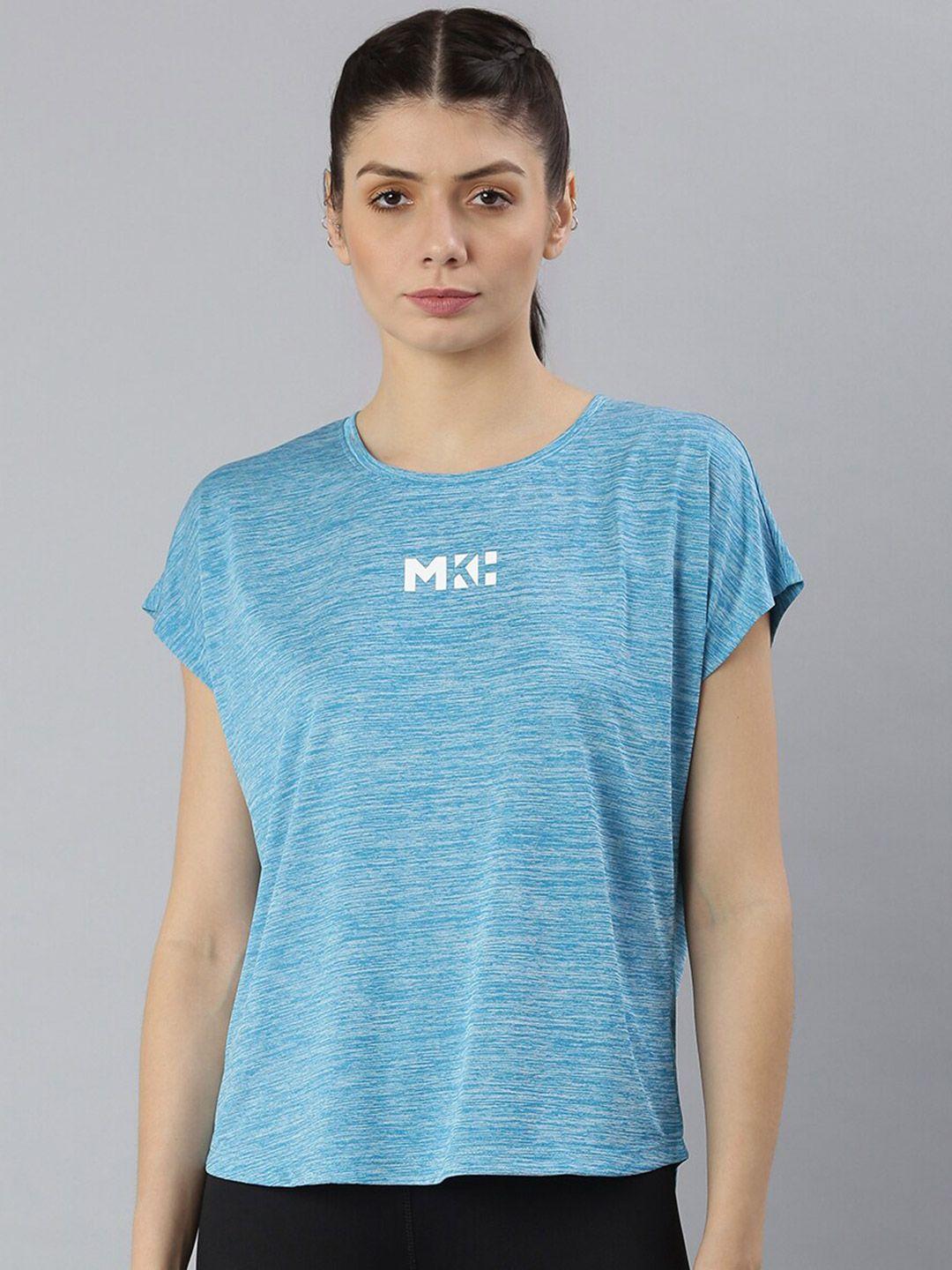 mkh women relaxed fit blue dri-fit sports t-shirt