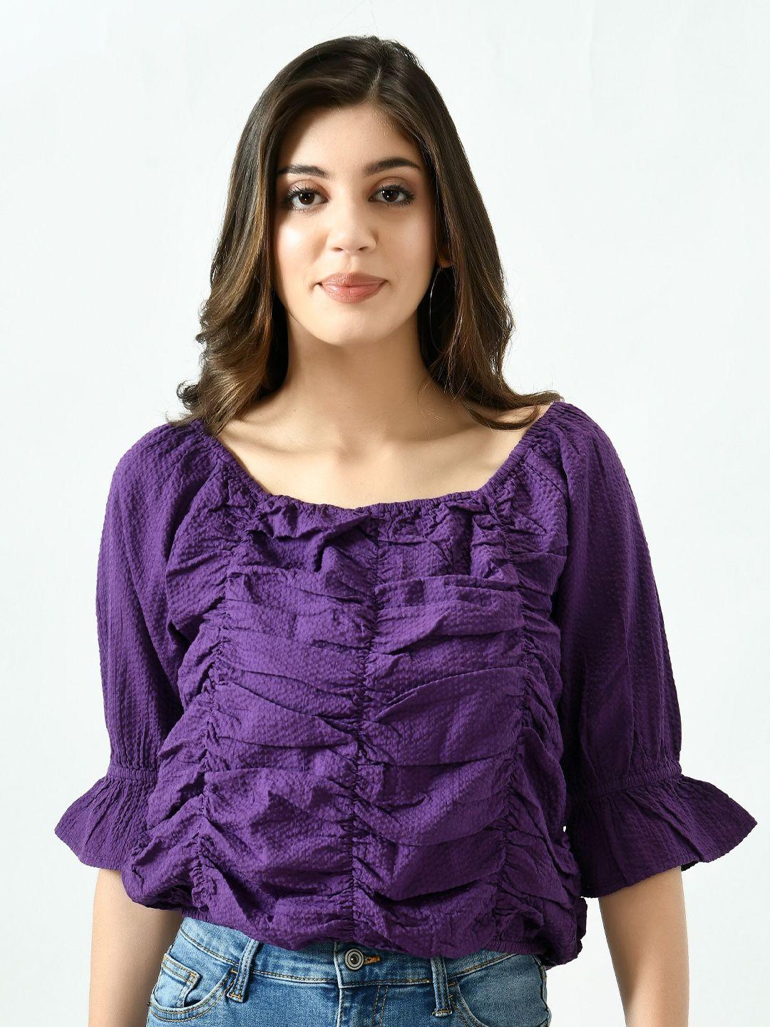 mkoal square neck bell sleeves gathers top