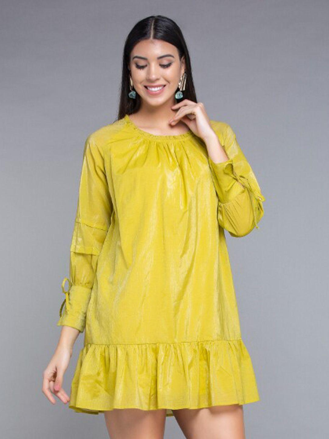 mkoal cotton puff sleeves a-line dress