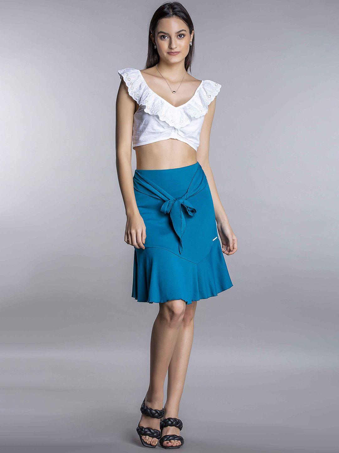 mkoal peplum flared knee length skirt