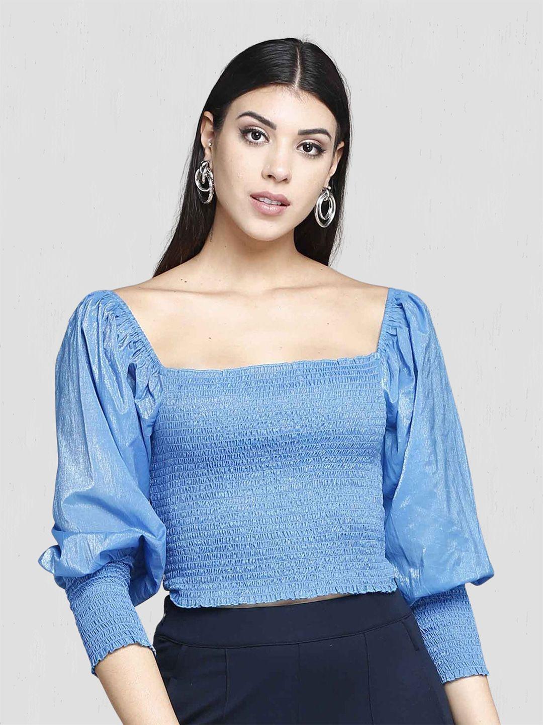 mkoal square neck smocked crop top