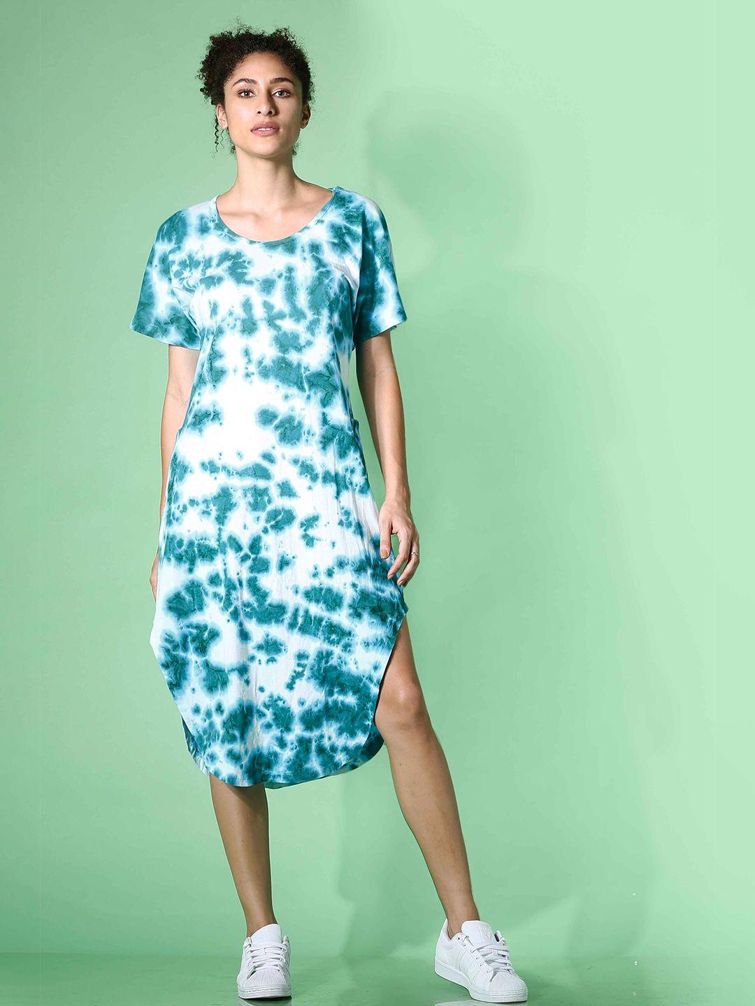 mkoal tie & dye pure cotton t-shirt midi dress