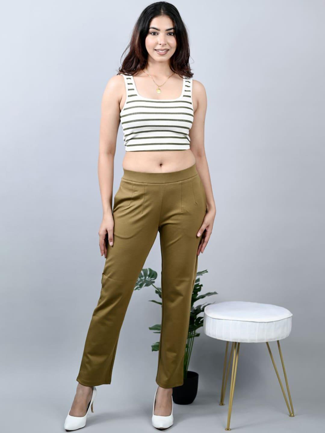 mlada women original straight fit low-rise lint free trousers