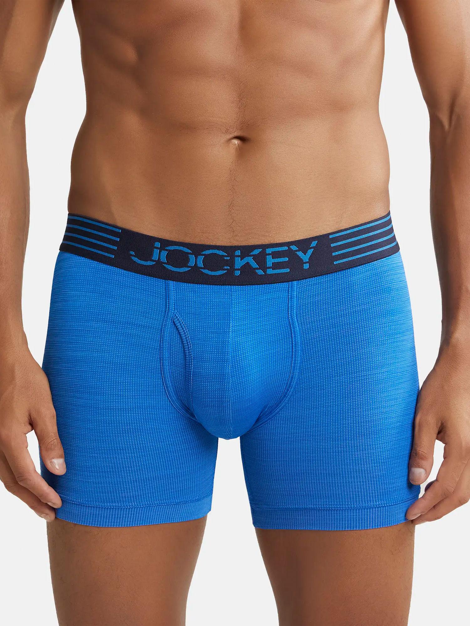 mm06 mens microfiber mesh sports boxer brief with stay dry technology-blue