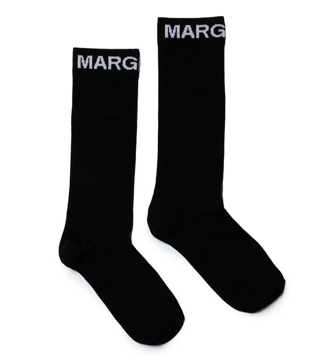 mm6 maison margiela kids black logo socks (8-12 year)