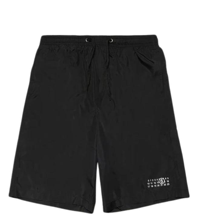 mm6 maison margiela kids black comfort fit shorts