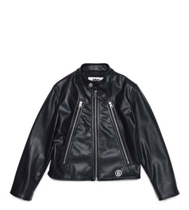 mm6 maison margiela kids black logo comfort fit jacket