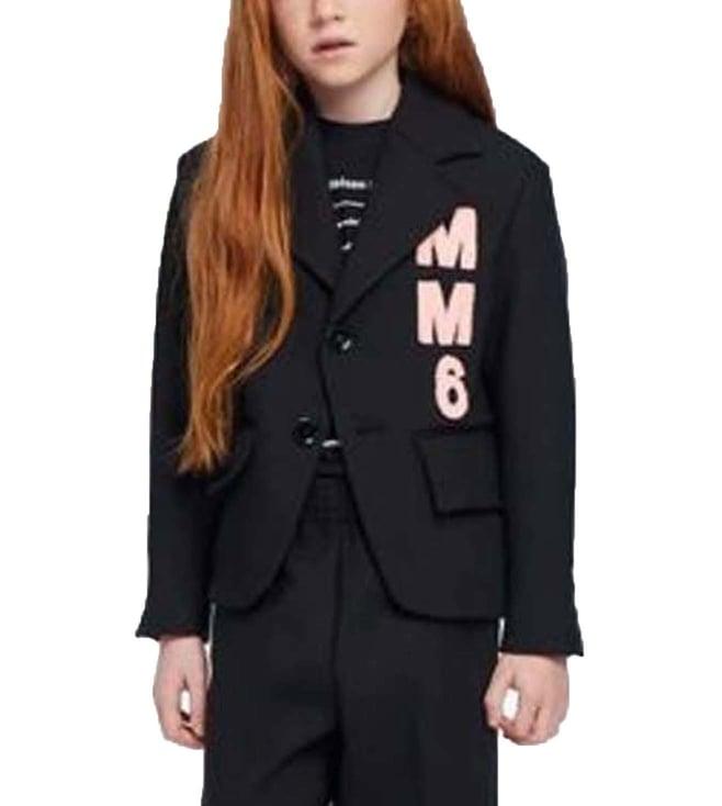 mm6 maison margiela kids black logo comfort fit jacket