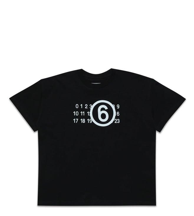 mm6 maison margiela kids black logo regular fit t-shirt