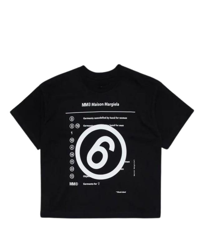 mm6 maison margiela kids black logo regular fit t-shirt