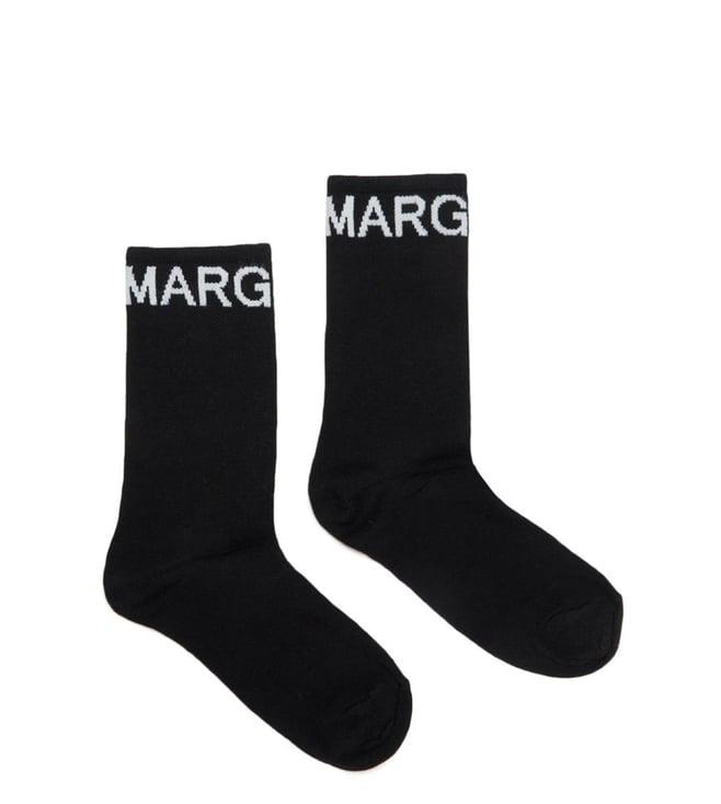 mm6 maison margiela kids black logo socks (6-10 y)