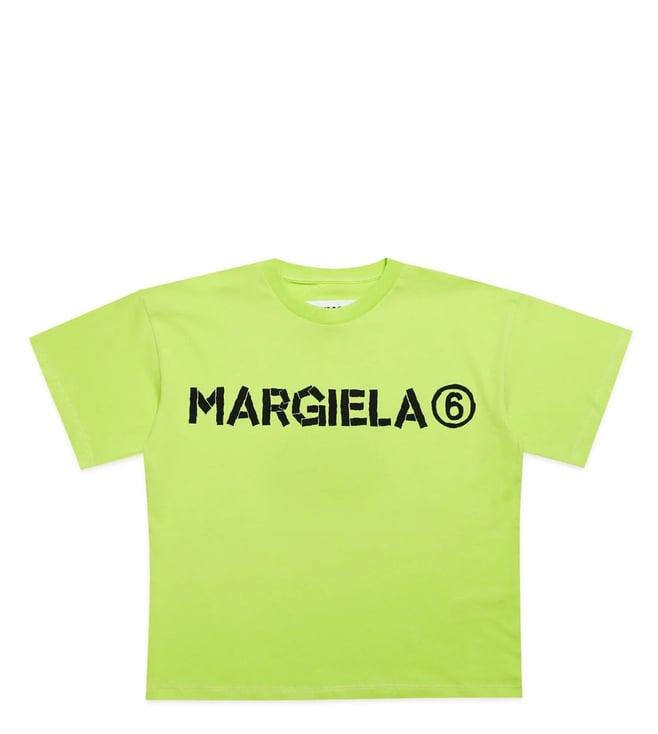 mm6 maison margiela kids green logo regular fit t-shirt