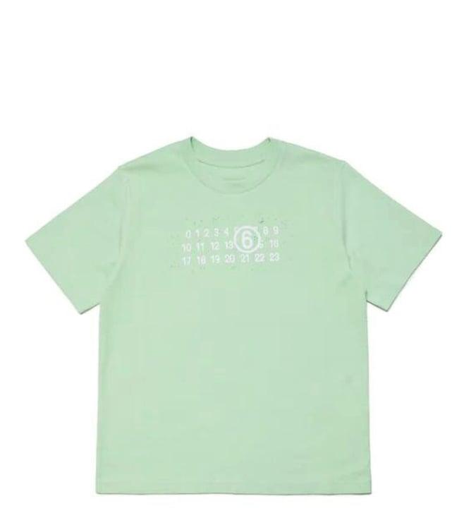 mm6 maison margiela kids green logo regular fit t-shirt