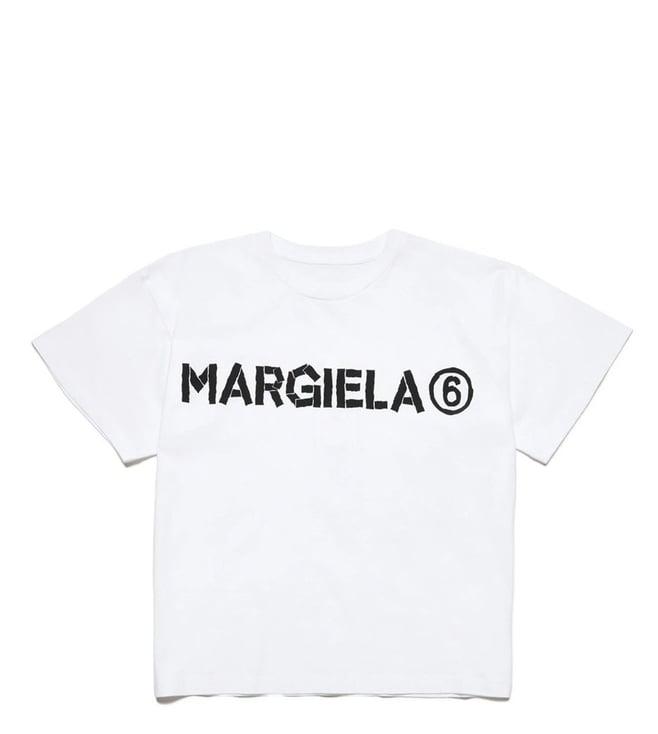 mm6 maison margiela kids white logo regular fit t-shirt