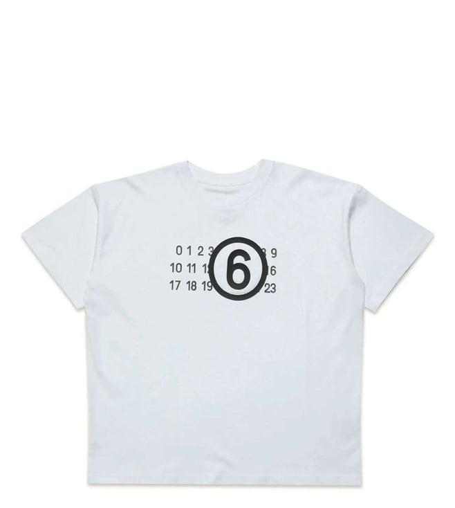mm6 maison margiela kids white logo regular fit t-shirt