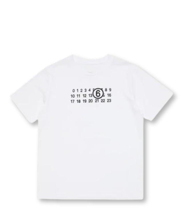 mm6 maison margiela kids white logo regular fit t-shirt