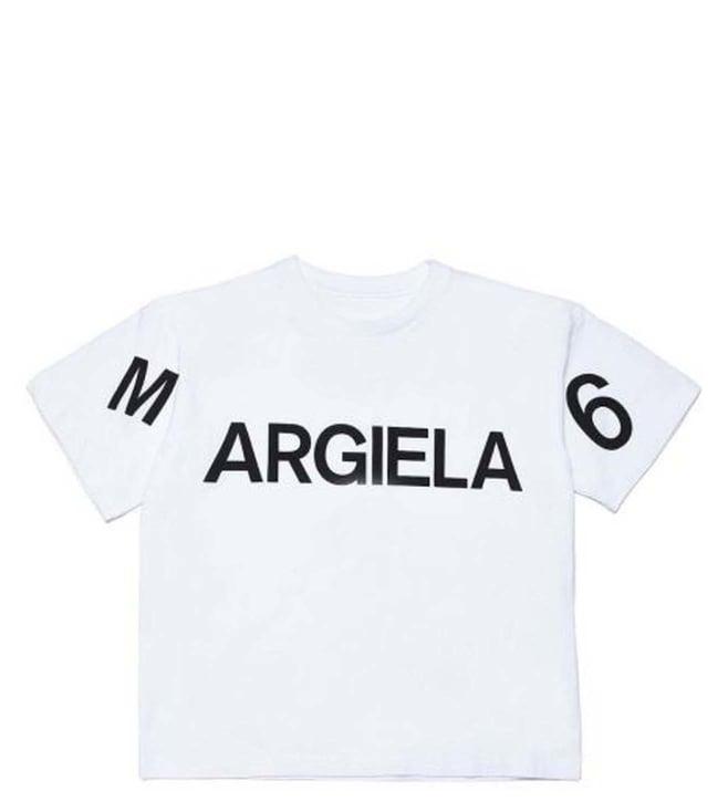 mm6 maison margiela kids white logo straight fit t-shirt