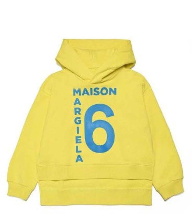 mm6 maison margiela kids yellow logo straight fit hoodie