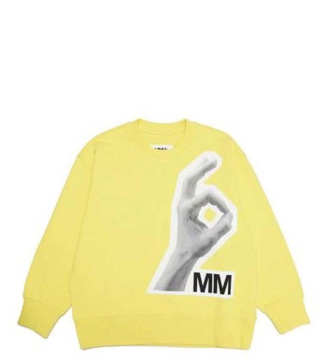 mm6 maison margiela kids yellow logo straight fit sweatshirt