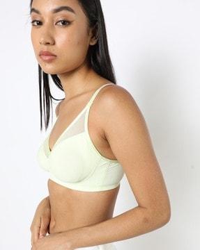 mnpnw ec05 non-wired padded shaper bra with mesh detail