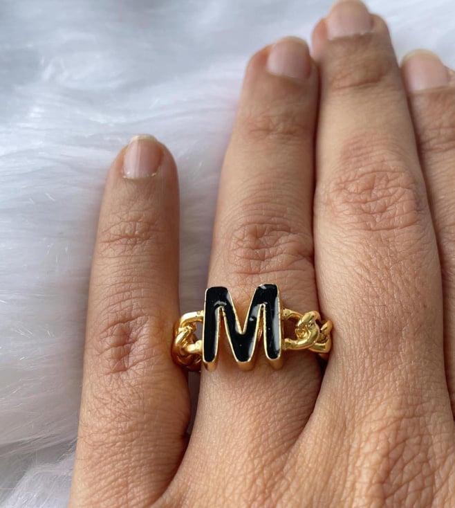 mnsh black signature enamel m ring