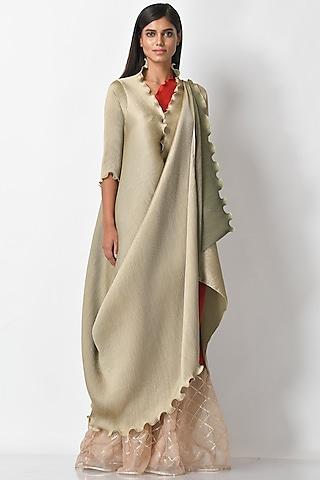 mocca brown pleated wrap