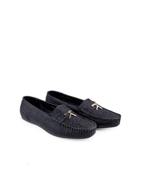 moccasins with metal accent