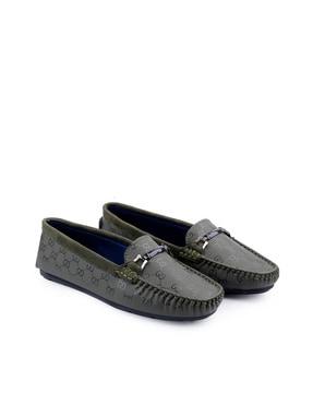 moccasins with metal accent