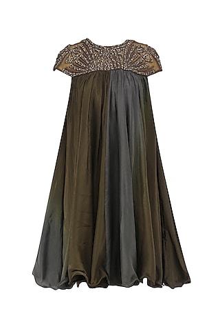 mocha brown ombre embroidered dress