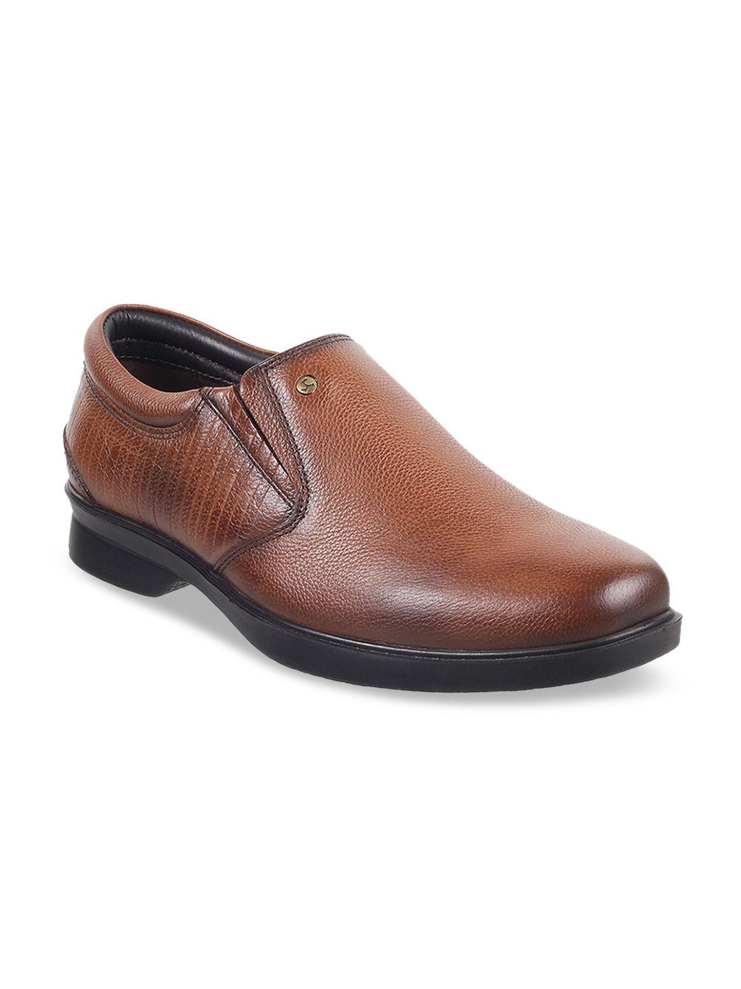 mochi men tan brown textured slip-on shoes