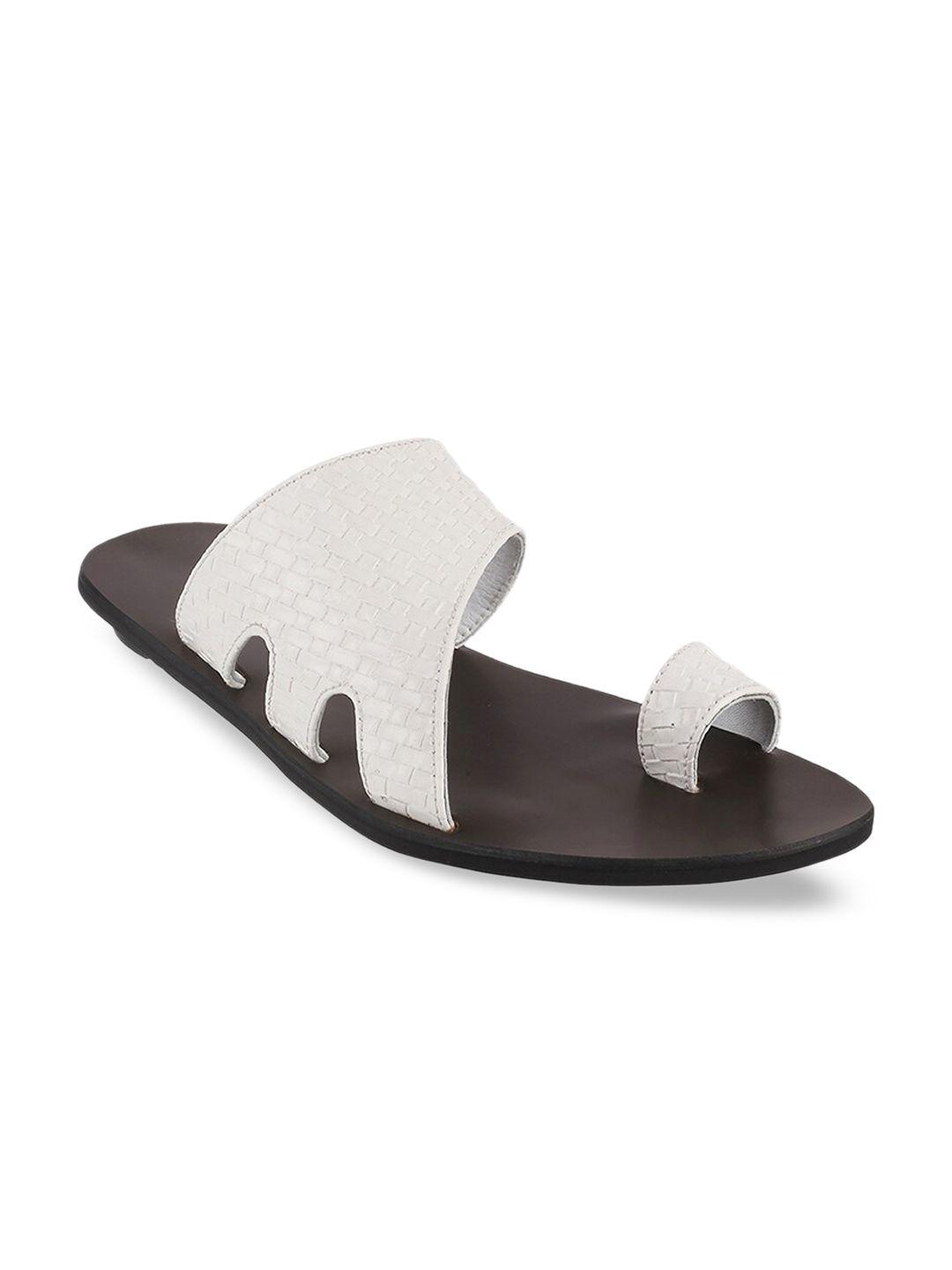 mochi men white & black leather comfort sandals