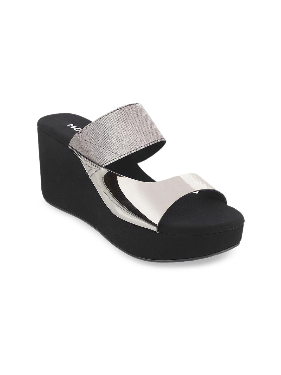 mochi women grey solid heels