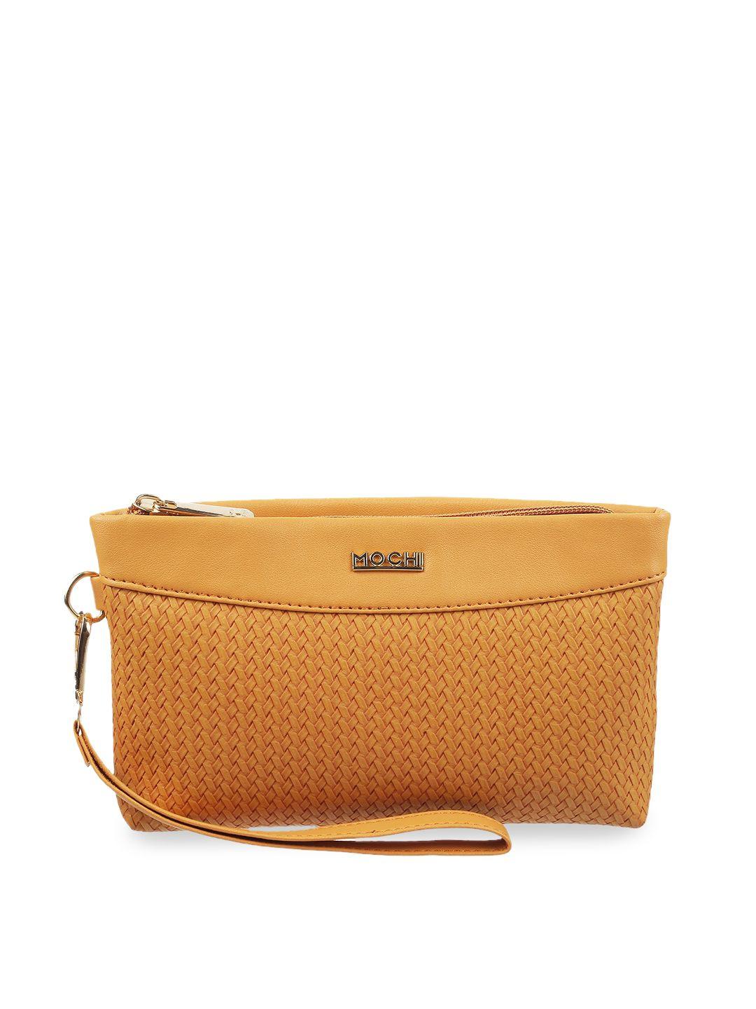 mochi yellow textured purse clutch