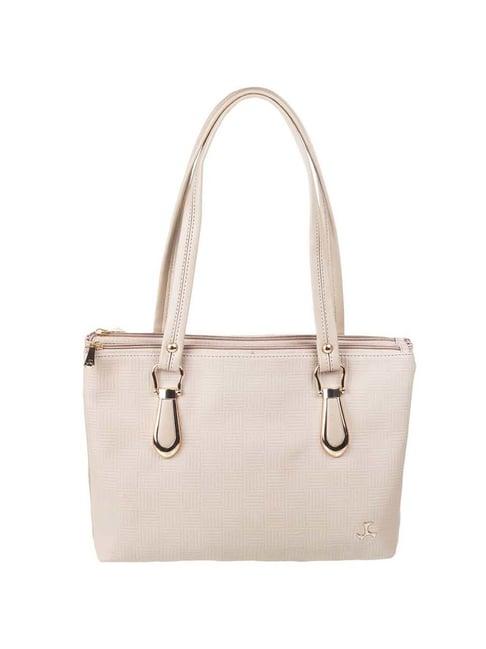 mochi beige textured medium shoulder handbag
