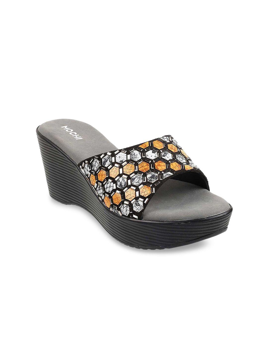 mochi black embellished wedge mules