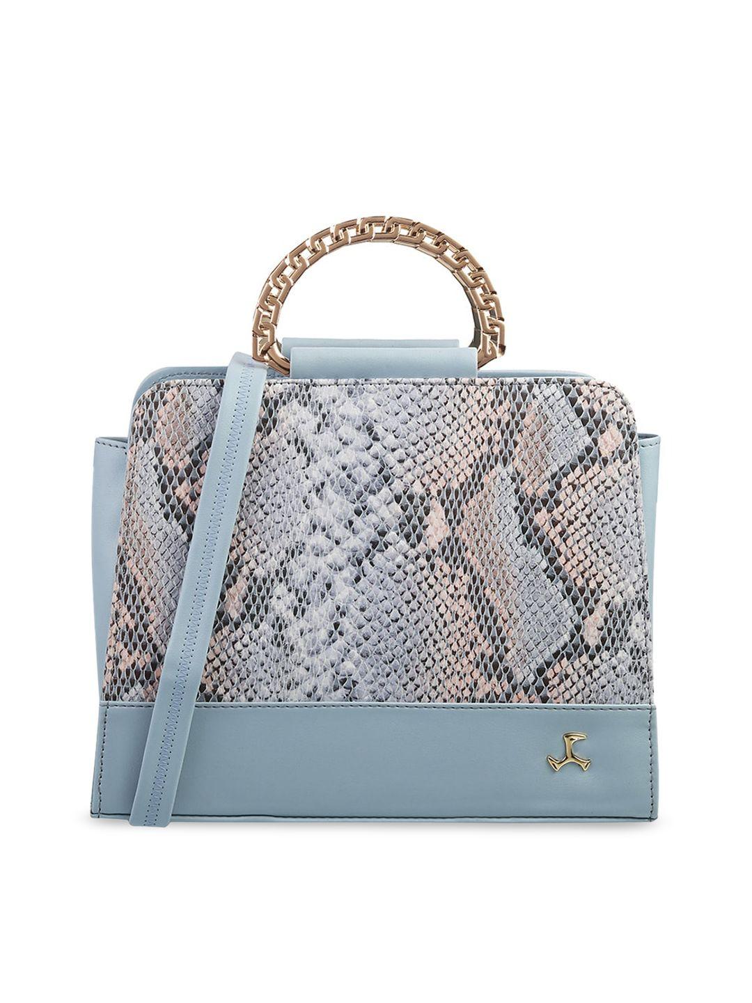 mochi blue animal textured pu structured handheld bag