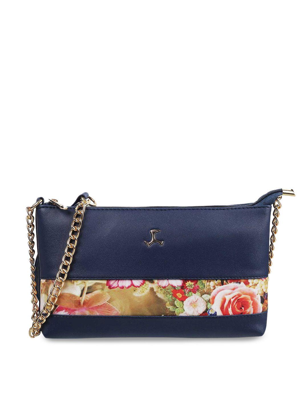 mochi blue floral printed structured sling bag
