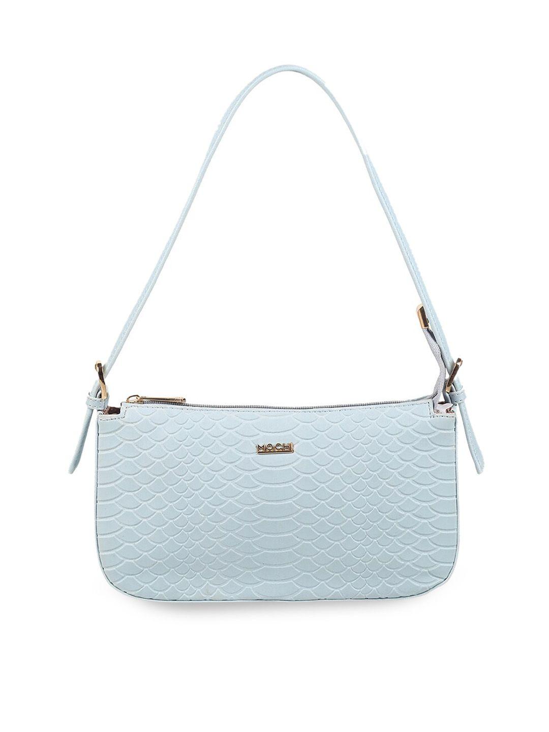 mochi blue textured swagger hobo bag