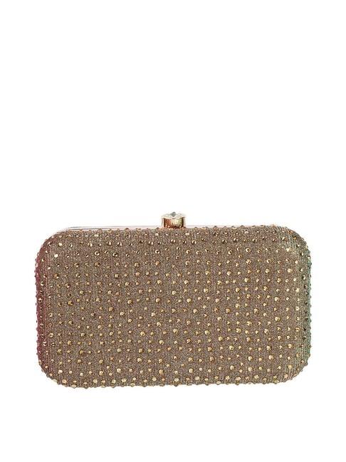 mochi brown synthetic minaudiere clutch
